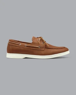 Discount Charles Tyrwhitt Nubuck Boat Shoes - Brown Tobacco