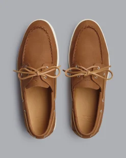 Discount Charles Tyrwhitt Nubuck Boat Shoes - Brown Tobacco