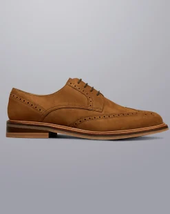 Fashion Charles Tyrwhitt Nubuck Derby Brogue Shoes - Brown Tobacco