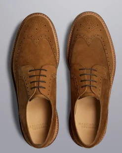 Fashion Charles Tyrwhitt Nubuck Derby Brogue Shoes - Brown Tobacco