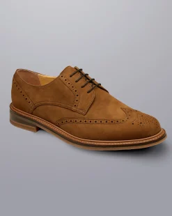 Fashion Charles Tyrwhitt Nubuck Derby Brogue Shoes - Brown Tobacco