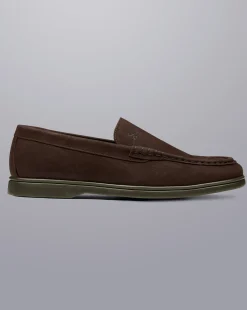 Online Charles Tyrwhitt Nubuck Slip-On Loafer - Brown Chocolate