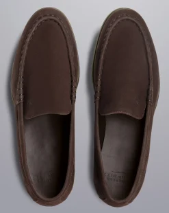 Online Charles Tyrwhitt Nubuck Slip-On Loafer - Brown Chocolate