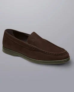 Online Charles Tyrwhitt Nubuck Slip-On Loafer - Brown Chocolate