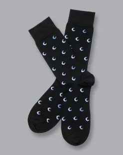 Best Charles Tyrwhitt Once in a Blue Moon Motif Socks - Black