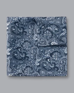 Fashion Charles Tyrwhitt Paisley Print Silk Pocket Square - Blue Indigo