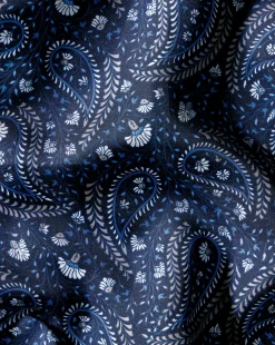 Best Charles Tyrwhitt Paisley Silk Pocket Square - Navy & Ocean Blue Navy and Blue