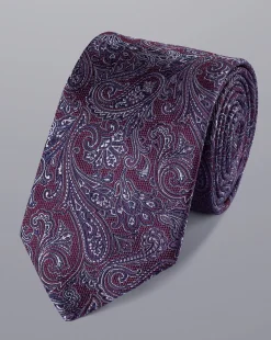 Outlet Charles Tyrwhitt Paisley Silk Tie - Blackberry Purple