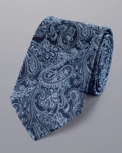 Best Charles Tyrwhitt Paisley Silk Tie - Indigo Blue