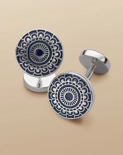 Discount Charles Tyrwhitt Patterned Enamel Cufflinks - Navy