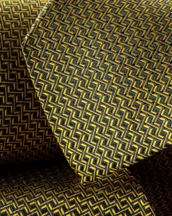 Clearance Charles Tyrwhitt Patterned Silk Tie - Gold