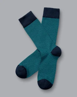 Best Charles Tyrwhitt Patterned Socks - Green Teal