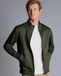 Clearance Charles Tyrwhitt Performance Funnel Neck Jacket - Green Olive