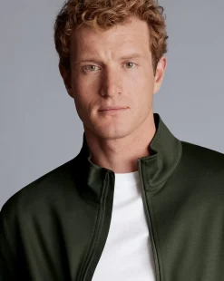 Clearance Charles Tyrwhitt Performance Funnel Neck Jacket - Green Olive