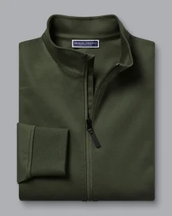 Clearance Charles Tyrwhitt Performance Funnel Neck Jacket - Green Olive