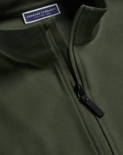 Clearance Charles Tyrwhitt Performance Funnel Neck Jacket - Green Olive