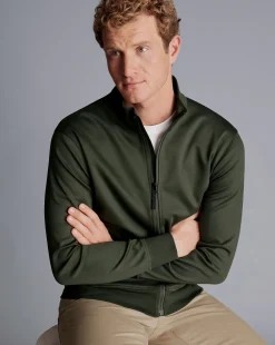 Clearance Charles Tyrwhitt Performance Funnel Neck Jacket - Green Olive