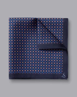 Discount Charles Tyrwhitt Petrol Blue & Pink Mini Floral Silk Pocket Square