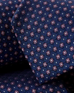 Best Charles Tyrwhitt Petrol Blue & Pink Stain Resistant Mini Floral Silk Tie Petrol Blue & Pink