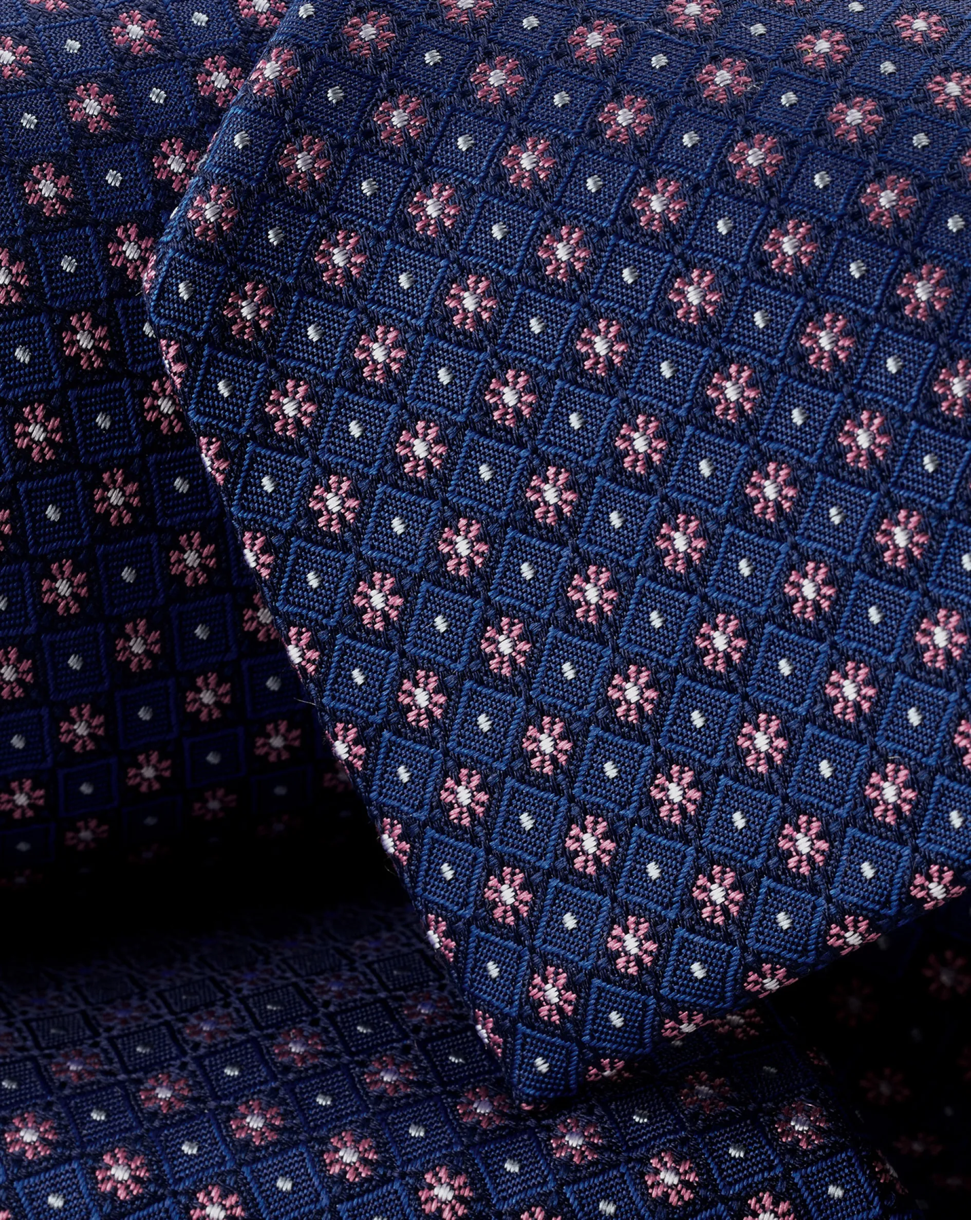Best Charles Tyrwhitt Petrol Blue & Pink Stain Resistant Mini Floral Silk Tie Petrol Blue & Pink