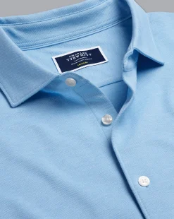 Clearance Charles Tyrwhitt Pique Jersey Shirt - Sky