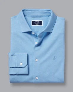 Clearance Charles Tyrwhitt Pique Jersey Shirt - Sky