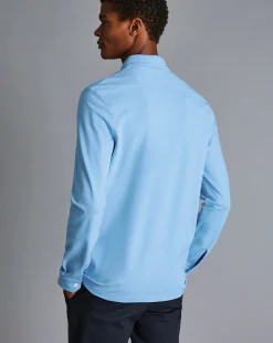 Clearance Charles Tyrwhitt Pique Jersey Shirt - Sky