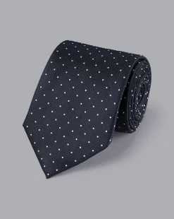 Clearance Charles Tyrwhitt Polka Dot Silk Tie - Dark Navy