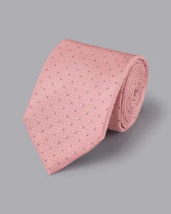 Discount Charles Tyrwhitt Polka Dot Silk Tie - Light Coral Pink