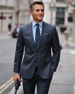 Store Charles Tyrwhitt Prince of Wales Check Suit Jacket - Steel Blue