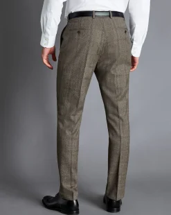 Clearance Charles Tyrwhitt Prince of Wales Check Suit Pants - Oatmeal