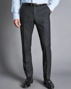 Cheap Charles Tyrwhitt Prince of Wales Check Ultimate Performance Suit Pants - Steel Blue