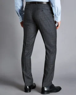 Cheap Charles Tyrwhitt Prince of Wales Check Ultimate Performance Suit Pants - Steel Blue