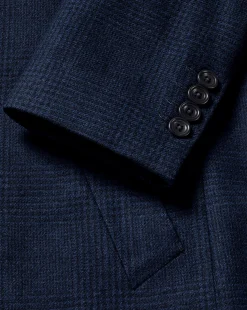 Best Charles Tyrwhitt Prince Of Wales Wool Overcoat - Navy