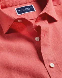 Cheap Charles Tyrwhitt Pure Linen Shirt - Coral Pink