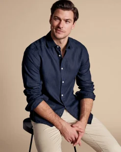Fashion Charles Tyrwhitt Pure Linen Shirt - Navy