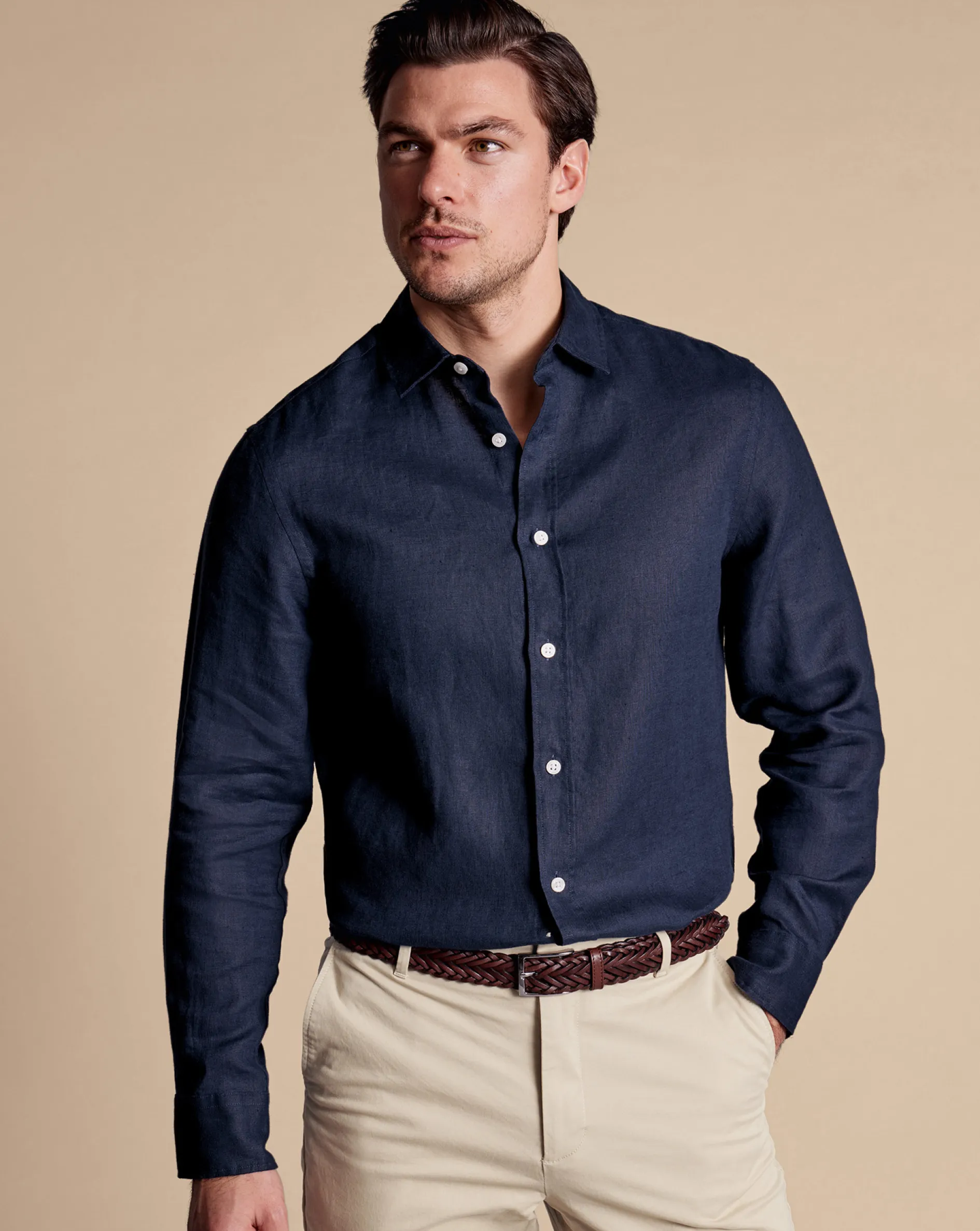 Fashion Charles Tyrwhitt Pure Linen Shirt - Navy