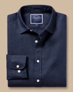 Fashion Charles Tyrwhitt Pure Linen Shirt - Navy