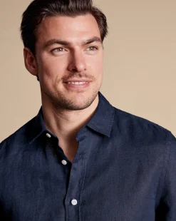 Fashion Charles Tyrwhitt Pure Linen Shirt - Navy