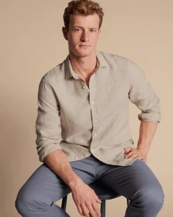 Store Charles Tyrwhitt Pure Linen Shirt - Oatmeal