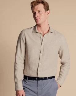 Store Charles Tyrwhitt Pure Linen Shirt - Oatmeal