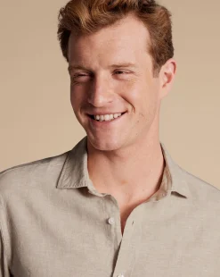 Store Charles Tyrwhitt Pure Linen Shirt - Oatmeal