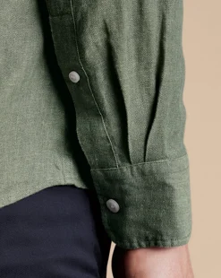 Online Charles Tyrwhitt Pure Linen Shirt - Green Olive