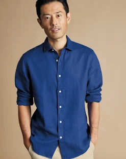 Best Charles Tyrwhitt Pure Linen Shirt - Blue Royal