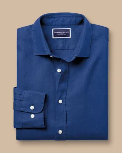 Best Charles Tyrwhitt Pure Linen Shirt - Blue Royal