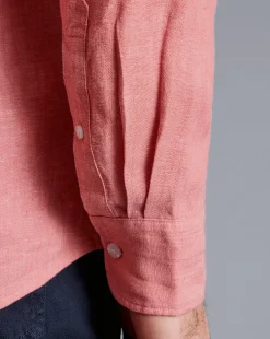 Shop Charles Tyrwhitt Pure Linen Shirt - Salmon Pink