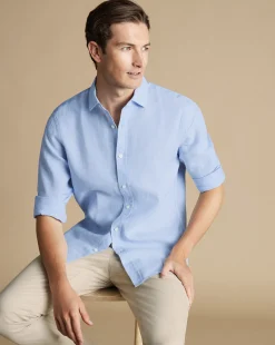New Charles Tyrwhitt Pure Linen Shirt - Blue Sky