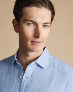 New Charles Tyrwhitt Pure Linen Shirt - Blue Sky