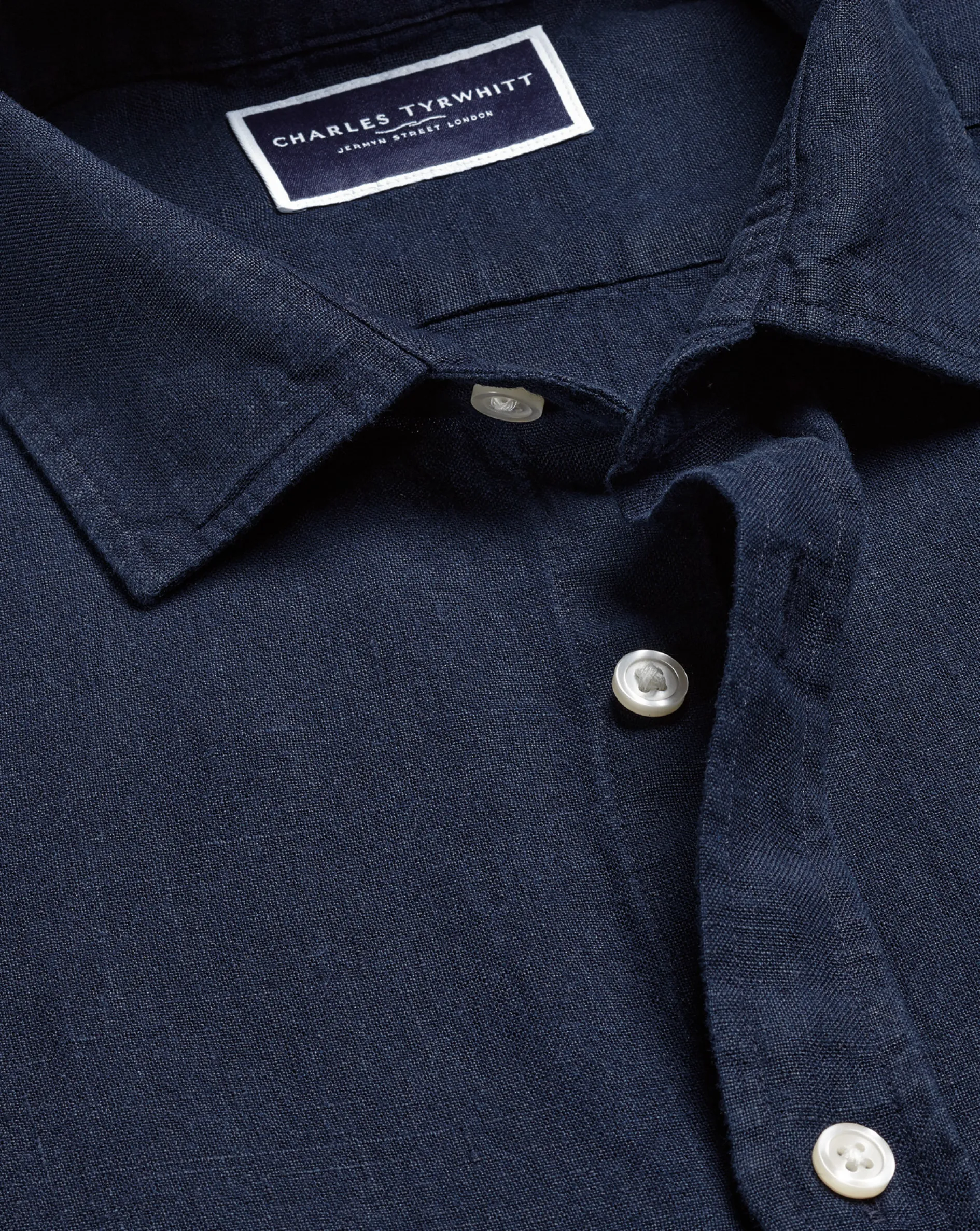 Cheap Charles Tyrwhitt Pure Linen Short Sleeve Shirt - Navy