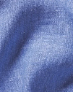 Outlet Charles Tyrwhitt Pure Linen Short Sleeve Shirt - Cobalt Blue